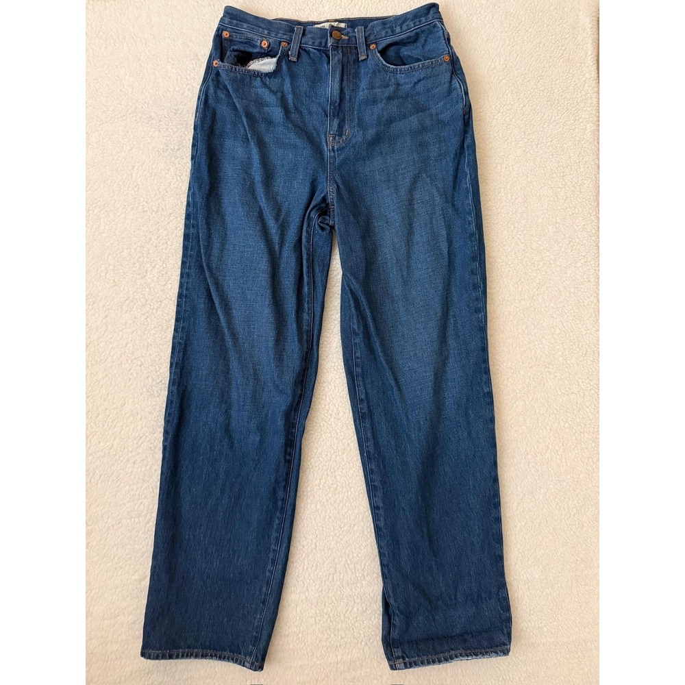 Madewell Baggy Straight Jeans Womens 28 Blue Medium Wash High Rise Relaxed Denim